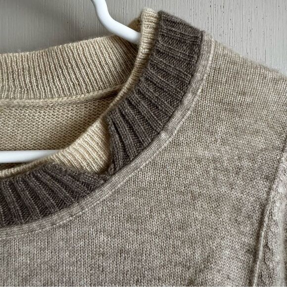 Shorn Cashmere Mixed Beige Textured Pullover Lightweight Sweater - Picture 3 of 5
